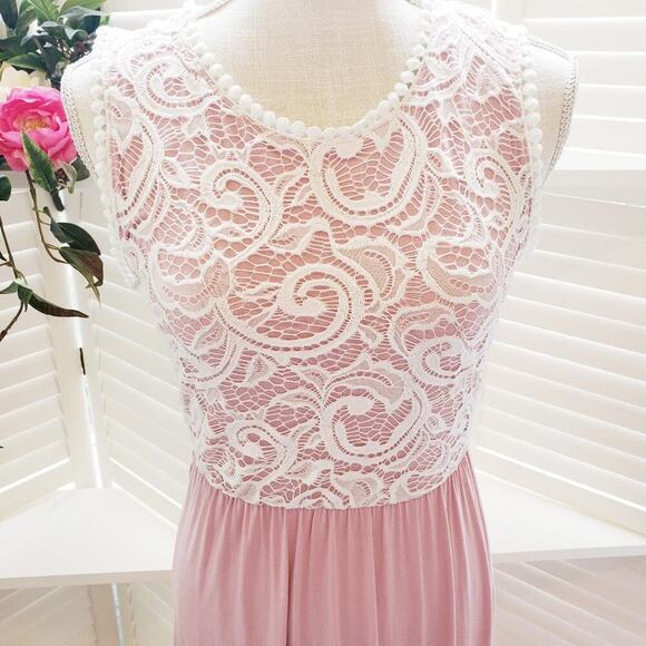 MAI SOI PINK LACE MAXI DRESS SIZE SMALL - Picture 1 of 6